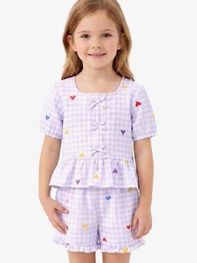 Cutie Patootie Toddlers Lilac 2pc Puff Sleeve Short Sleeve